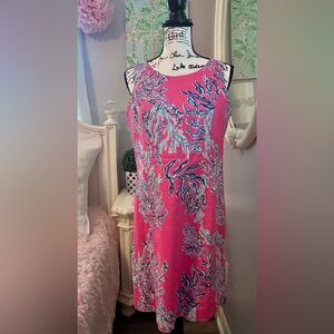 Lilly Pulitzer Cathy Shift Dress Samba Coral Print Size 8